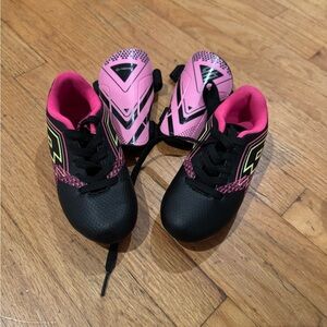 Lotto Black and Pink Soccer Cleats with Shin Guards